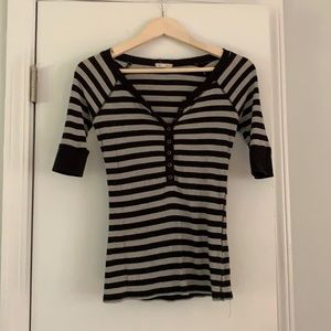 Quarter length sleeve striped Henley